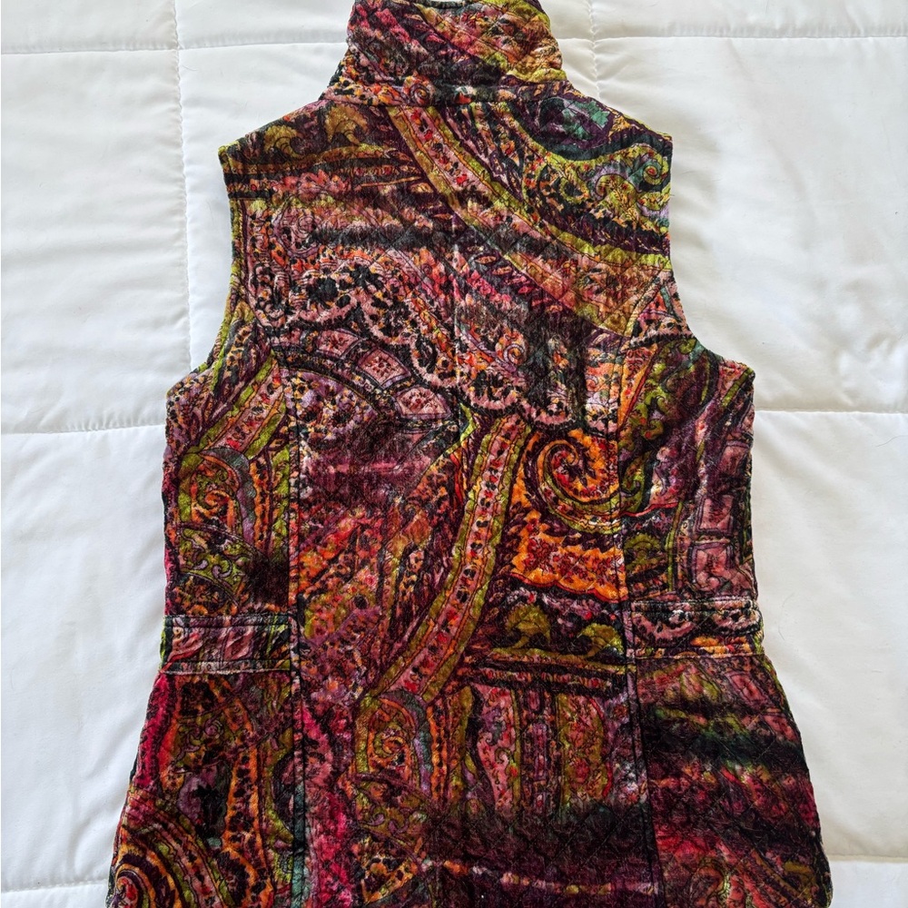 90s y2k Retro Velvet Chico's Multicolor Paisley Vest - Picture 5 of 8